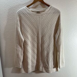 Vintage LL Bean Linen and Cotton Ivory Cable knit sweater size M